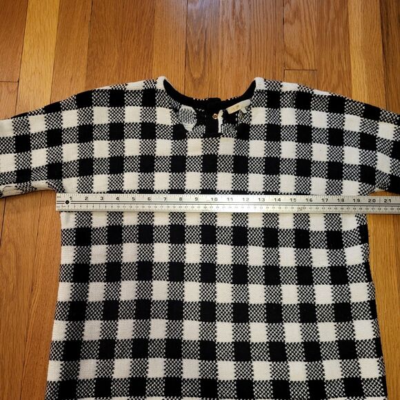 Maje Black & White Buffalo Check/Gingham/Plaid Cropped Sweater, Sz 2/US M - Picture 7 of 11
